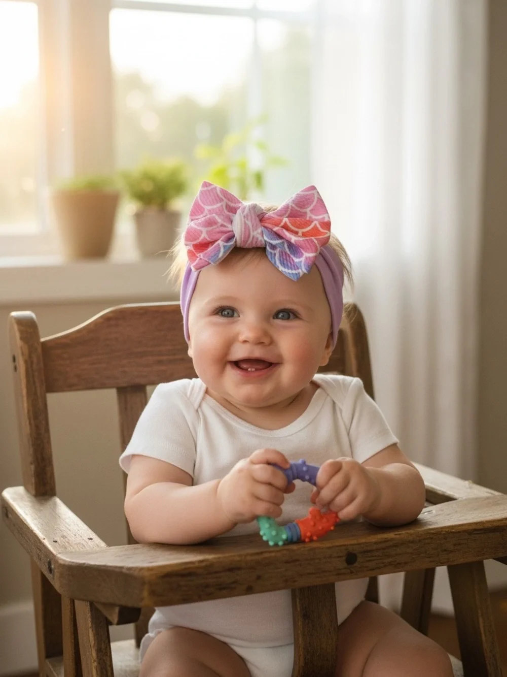 Handmade Mermaid Scale Baby Headwrap Purple Pink Ombre Big Bow Headband
